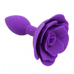 Анальная пробка со стоппером в форме розы, силиконовая, фиолетовая, 7 х 2.7 см - картинка 1