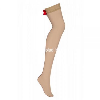 Чулки красный бант Obsessive S808 stockings beige L/XL - картинка 2