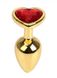 Анальна пробка Gold Metal Heart Red, M, Золотистый, для новачків та просунутих користувачів - зображення 1