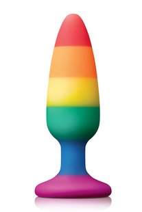 Радужная анальная пробка COLOURFUL LOVE RAINBOW ANAL PLUG MEDIUM - картинка 1