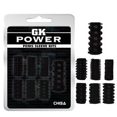 Набір рельєфних насадок на член GK Power Chisa чорний, 7 шт - картинка 1