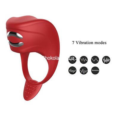 Ерекційне кільце з електростимуляцією Foxshow – Vibrator – Silicone Ring Red USB - картинка 9