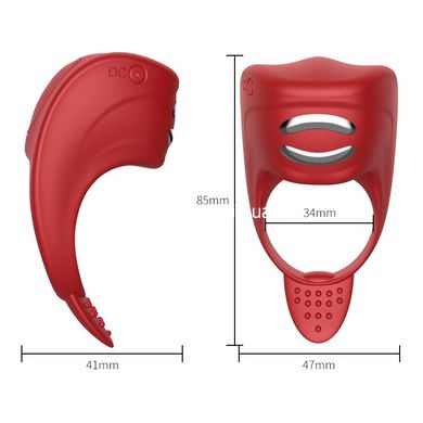 Ерекційне кільце з електростимуляцією Foxshow – Vibrator – Silicone Ring Red USB - картинка 5