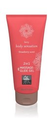 Лубрикант и массажное масло 2 в 1 Massage-& Glide gel 2in1 Strawberry scent, 200 мл - картинка 1
