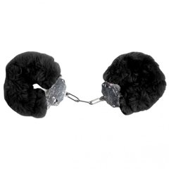Наручники DS Fetish Plush handcuffs, метал із хутром, чорні - картинка 1
