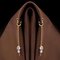 Украшения для клитора и половых губ UPKO Non-pierced Jewelry Snowman с горным хрусталем, золотистые - картинка 1