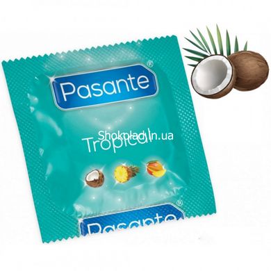 Презервативи зі смаком кокосу, 53мм, Рasante Tropical condoms, за 6 шт. - картинка 1
