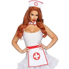 Набір аксесуарів сексі медсестри Leg Avenue 3 предмети, біло-червоний - картинка 1