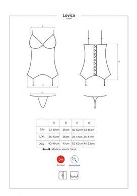 Корсет з підв'язками для панчіх Obsessive lovica corset XXL, Червоний, XX/L - картинка 2