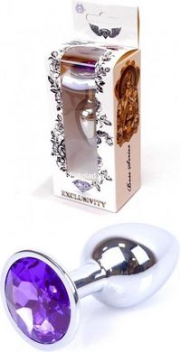 Анальная пробка с камнем Plug-Jewellery Silver PLUG- Purple размер S - картинка 1