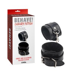 Наручники Chisa Behave Luxury Fetish OBEY ME LEATHER HAND CUFFS - картинка 1