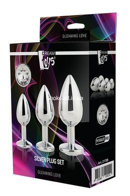 Набір анальних пробок Dream Toys GLEAMING LOVE SILVER PLUG SET, Сріблястий - картинка 2