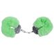 Наручники DS Fetish Plush handcuffs, метал із хутром, зелені - зображення 1