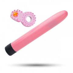 Набор Sex Toys Классический Вибромассажер + Эрекционное Кольцо, Pink - картинка 1