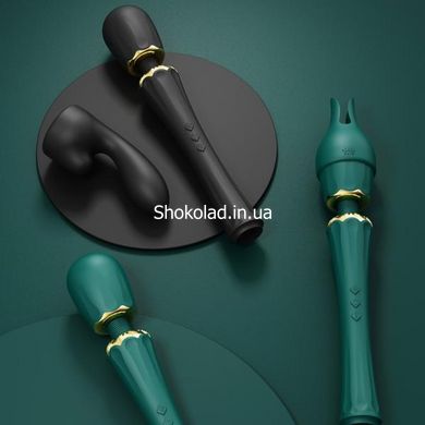 Вібратор мікрофон з насадками Zalo Kyro Wand Turquoise Green, Черный - картинка 10