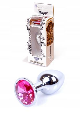 Анальная пробка с камнем Plug-Jewellery Silver PLUG- Pink размер S - картинка 1