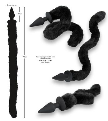 Анальна пробка с гибким хвостом Bad Kitty чорна, 3.5 х 73 см - картинка 9
