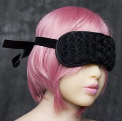 Маска DS Fetish Blindfold black with rose - картинка 1