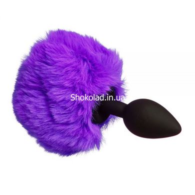 Анальная пробка с помпоном Зайка Silicone, PURPLE S - картинка 1