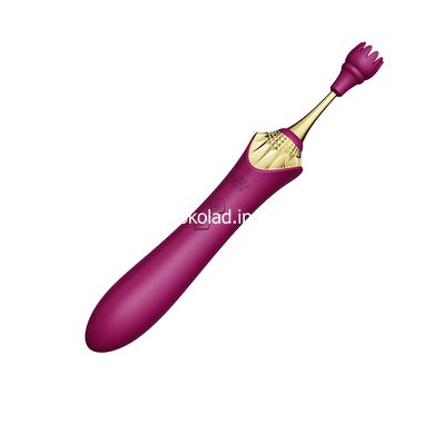 Вібратор двосторонній універсальний Zalo Bess з насадками Purple, Фіолетовий - картинка 4