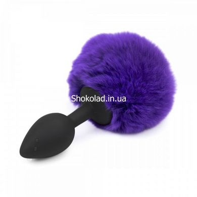 Анальная пробка с помпоном Зайка Silicone, PURPLE S - картинка 2