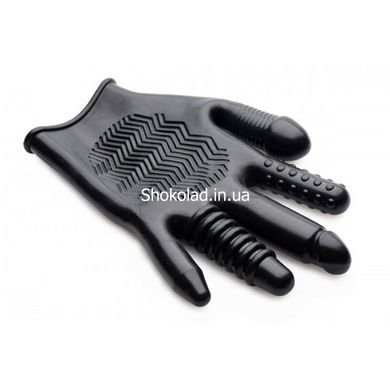 Текстурована рукавичка для стимуляції Master Series, чорна, One Size - картинка 3