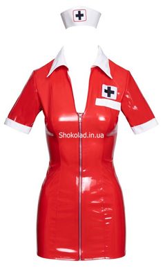 Костюм медсестри червоний Black Level Vinyl Nurse red XL - картинка 6