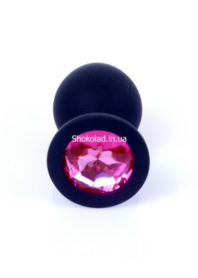 Анальная пробка черная с камнем Plug-Jewellery Black Silicon PLUG Medium- Pink Diamond - картинка 2