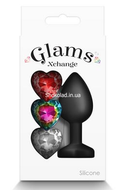 Анальний корок зі знімним каменем GLAMS XCHANGE HEART SMALL - картинка 3
