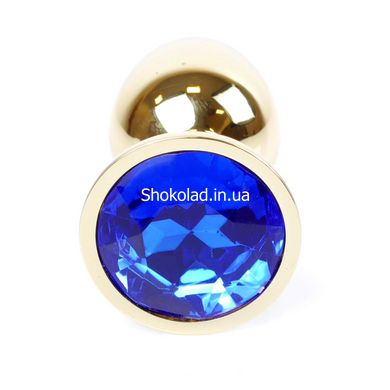 Анальная пробка с камнем Plug-Jewellery Gold PLUG- Dark Blue S - картинка 1