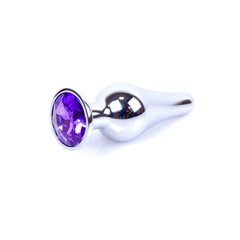 Анальна пробка з каменем Plug-Jewellery Silver BUTT PLUG-Purple - картинка 1