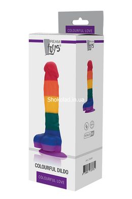 Райдужний фалоімітатор на присосці Dream toys Colourful Love Rainbow Dildo, 20 см х 3.8 см - картинка 2