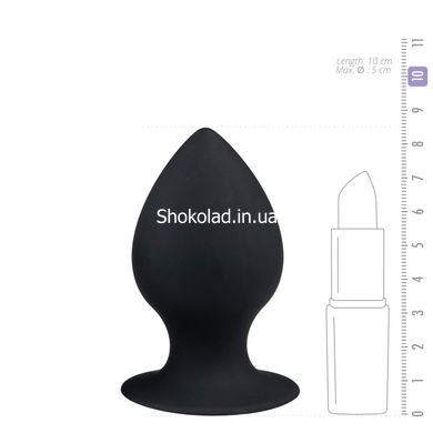 Анальна пробка з присоскою Round Butt Plug чорна, 8.5 см х 4 см - картинка 3