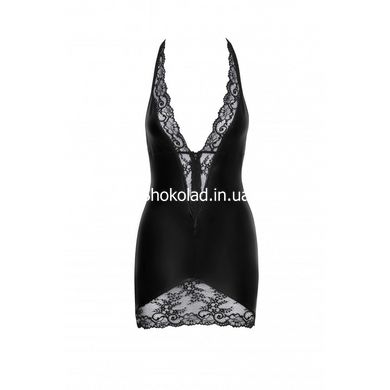 Сексуальна вінілова міні-сукня XL F283 Noir Handmade, з мереживом, чорна - картинка 3