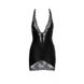 Сексуальна вінілова міні-сукня XL F283 Noir Handmade, з мереживом, чорна - зображення 3