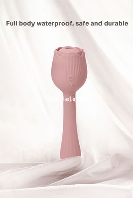 Вибратор в форме тюльпана с вакуумной стимуляцикй Sweet Em Velvet Lure Розовый - картинка 9