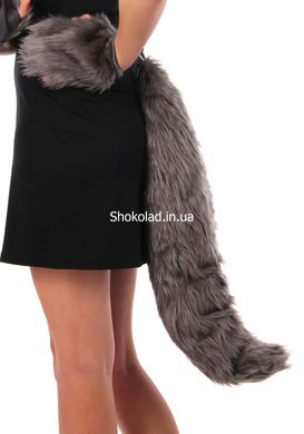 Анальна пробка з хвостом Anal plug faux fur fox tail light grey polyeste - картинка 2