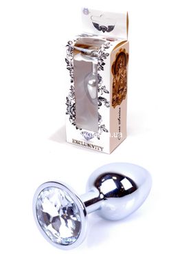 Анальная пробка с камнем Plug-Jewellery Silver PLUG- Clear размер S - картинка 1