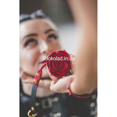 Кляп троянда із силікону та італійської шкіри Rose Ball Gag UPKO - картинка 10