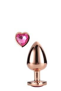 Dt21789 анальна пробка з серцем GLEAMING LOVE ROSE GOLD PLUG SMALL - картинка 1