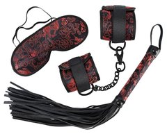 Бондажный набор из 3 предметов с кнутом и наручниками, черного цвета, Bad Kitty - картинка 1