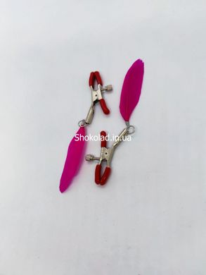 Затискачі на соски DS Fetish Nipple clamps feather L red - картинка 2