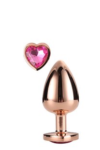 Dt21790 анальна пробка з серцем GLEAMING LOVE ROSE GOLD PLUG MEDIUM - картинка 1