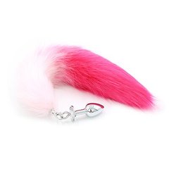 Анальная пробка из искусственного меха DS Fetish Anal plug faux fur fox tail pink/fushia polyeste - картинка 1