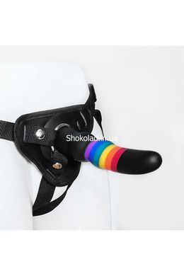 Страпон жіночий Райдужний COLOURFUL LOVE STRAP ON SOLID DILDO - картинка 4