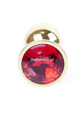 Анальна пробка з каменем Plug-Jewellery Gold PLUG- Red розмір S - картинка 2