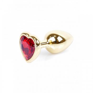 Анальная пробка с камнем Plug-Jewellery Gold Heart PLUG- Red размер S - картинка 1