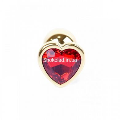 Анальная пробка с камнем Plug-Jewellery Gold Heart PLUG- Red размер S - картинка 2