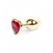 Анальная пробка с камнем Plug-Jewellery Gold Heart PLUG- Red размер S - изображение 1