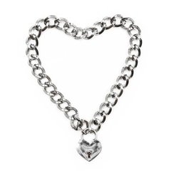 Нашийник з металевого ланцюга із замком у вигляді серця DS Fetish, сріблястий - картинка 1